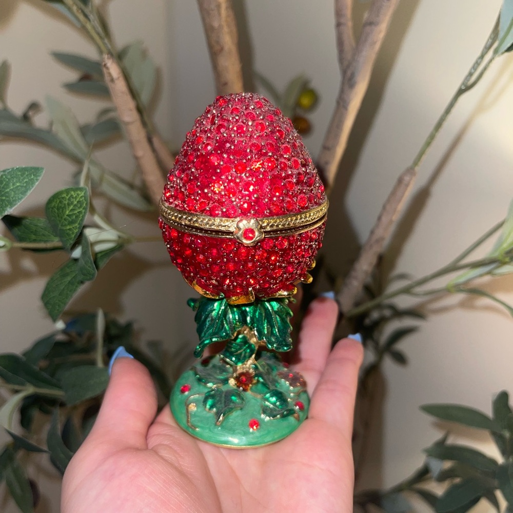 Elegant Red Jeweled Egg Decor